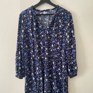 Old Navy Blue Floral Long Sleeved Dress